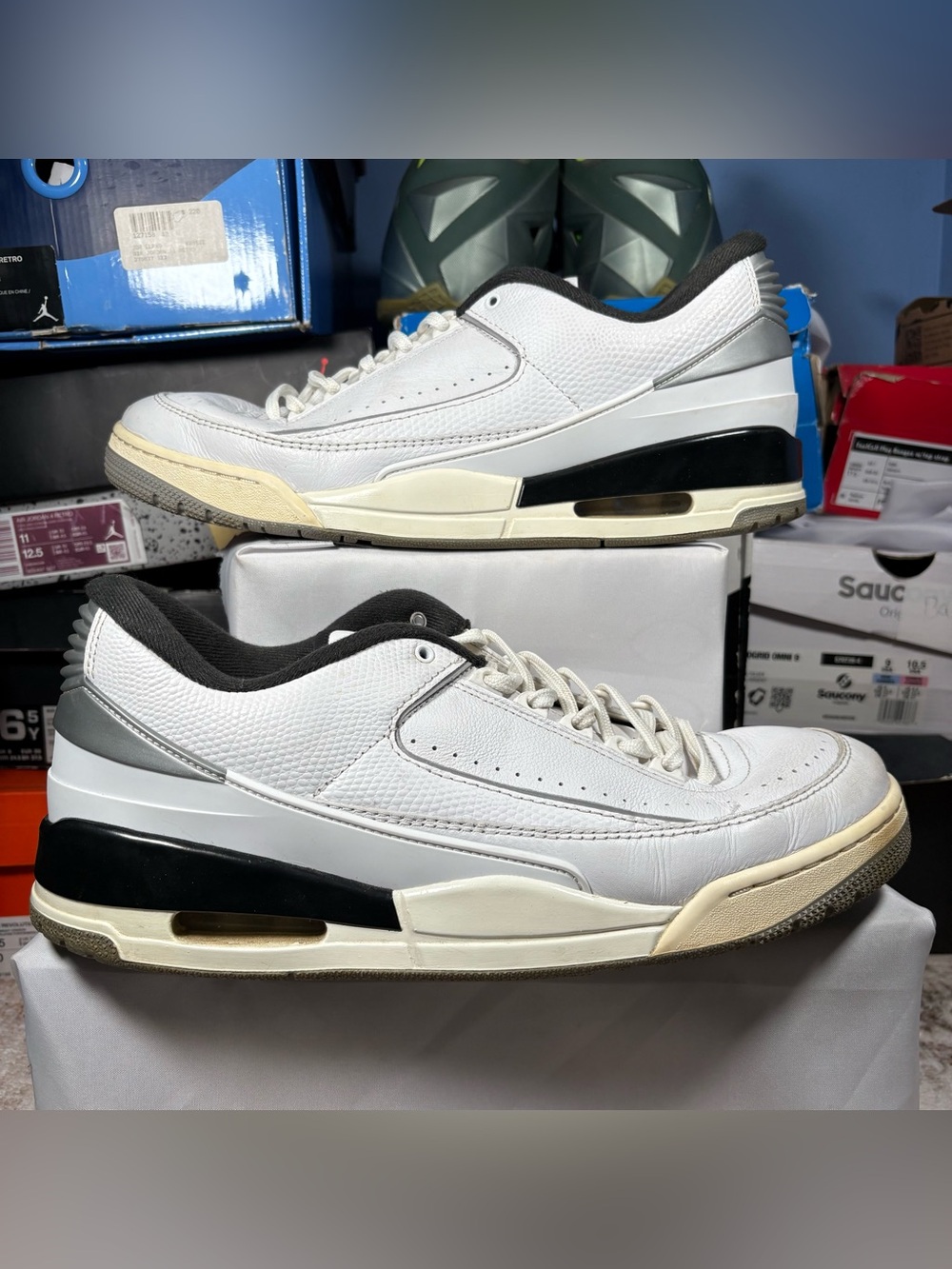 Size 13 - Air Jordan 2/3 White Black Metallic Silver
